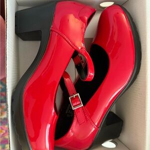 Red Patent Leather Mary Jane Shoes
